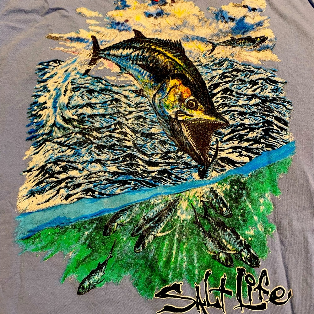 Light blue salt life t shirt. Never worn. Size large